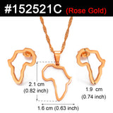 Anniyo SMALL African Outline Map Necklaces Stud Earrings Sets Gold Color Stainless Steel Africa Map Jewelry Party Sets #152521