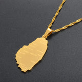 Anniyo ST. Vincent Map With City Name Pendant Thin Chain Necklaces Gold Color Saint Vincent Maps Jewelry #121321