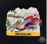 Switzerland Snow Mountain Lovers Squirrel Skiing 3D Fridge Magnets Tourism Souvenirs Refrigerator Magnetic Stickers Gift