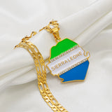 Anniyo Sierra Leone Map Flag White Stone Pendant Necklaces for Women Men Gold Color Sierra Leonean Maps Jewelry @252406