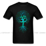 Men Tshirt Om Tree Of Life T Shirt Black T-shirt Europe Tops Tees Cotton Fabric Slim Fit Thanksgiving Day Clothes Birthday Gift