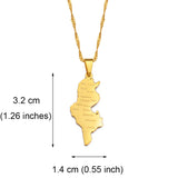 Anniyo Tunisia Map Cities Name Pendant Necklace Chains Gold Color/Silver Color Tunisienne Jewelry Tunisie Women Girl #214321