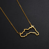 Anniyo Outline Map Tigray State Ethiopian Pendant Necklaces Stainless Steel African Jewelry for Women Girls #251921