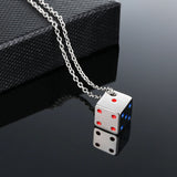 Vnox Men's Cool Cube Dice Style Necklaces Stainless Steel Male Lucky Gifts for Him Jewelry