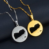 Anniyo Round Yemen Map Pendant Necklaces Jewelry Maps of Yemeni  @257521