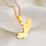 Anniyo Republic of the Congo Map & City Name Charm Pendant Necklaces Brazzaville Ethnic Ornament Jewelry #175921
