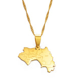 Anniyo The Republic of Guinea Map & Cities Name Pendant Necklace Women Gold Color Jewelry Map Of Guinea Necklaces Guinea #176621