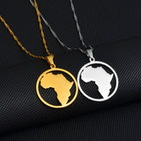 Anniyo Round Africa Map Pendant Necklaces Women Charm Traditional Cultural Ornaments Jewelry Nigeria Congo Sudan Zambia #255821