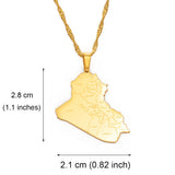 Anniyo Republic Of Iraq Map Cities Pendant Necklace Gold Color Jewelry Map Of Iraq Necklaces #153621