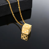 Vnox Men's Cool Cube Dice Style Necklaces Stainless Steel Male Lucky Gifts for Him Jewelry