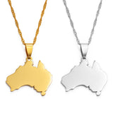 Anniyo The Commonwealth of Australia Map Pendant & Necklaces for Women AUS Country Maps Jewelry @021521