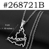 Anniyo Sint Maarten / Saint-Martin Island Pendant Necklaces Women Girls Saint Martin Gold Color Silver Color SXM Jewelry #268521