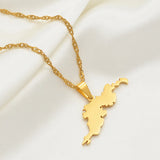 Anniyo The British Virgin Islands Tortola BVI Map Pendant Chain Necklaces for Women Girls Jewelry #115621