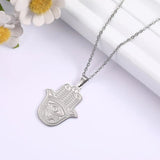 LIKGREAT Hand of Fatima Hamsa Pendant Necklace for Women Stainless Steel Classic Evil Eye Charms Choker Jewelry Gifts