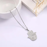 LIKGREAT Hand of Fatima Hamsa Pendant Necklace for Women Stainless Steel Classic Evil Eye Charms Choker Jewelry Gifts