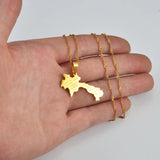 Anniyo The Lao People’s Democratic Republic Map Pendant Necklaces Laos Jewelry #234521