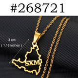 Anniyo Sint Maarten / Saint-Martin Island Pendant Necklaces Women Girls Saint Martin Gold Color Silver Color SXM Jewelry #268521