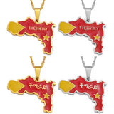 Anniyo Tigray Region Map Flag of Ethiopia Pendant Necklaces Jewelry for Women Girls #239621
