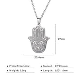 LIKGREAT Hand of Fatima Hamsa Pendant Necklace for Women Stainless Steel Classic Evil Eye Charms Choker Jewelry Gifts