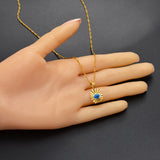Anniyo Small Mini Blue Eye Gold Color Evil of Eye Pendant Necklaces Chain Kids Girls Arab Jewelry for Middle East Women #071402