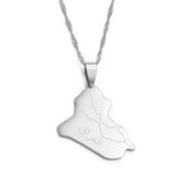 Anniyo Republic Of Iraq Map Pendant Necklace Silver Color/Gold Color Iraqi Jewelry #007921