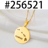 Anniyo Round Hawaii State Map Pendants Necklaces Hawaiian Jewelry #256521