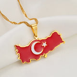 Anniyo Turkey Map Flag Necklace Pendant Women Turkish Silver Color/Gold Color Jewelry Turkiye Cumhuriyeti #208121