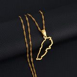 Anniyo Outline Liban Map Pendant Necklaces Jewelry Lebanon Map Chain Necklaces #262121