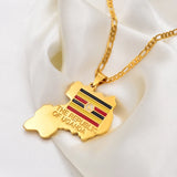 Anniyo the Republic of Uganda Map Pendant Necklace Gold Color Jewelry Uganda National Flag #003210