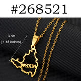 Anniyo Sint Maarten / Saint-Martin Island Pendant Necklaces Women Girls Saint Martin Gold Color Silver Color SXM Jewelry #268521