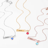 Stainless Steel Bar Engrave Pendant Necklace Custom Nameplate Infinite Loop Birthstone Necklace Personalized Gift Dropshipping