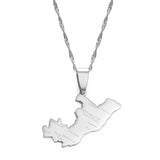 Anniyo Republic of the Congo Map & City Name Charm Pendant Necklaces Brazzaville Ethnic Ornament Jewelry #175921