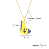 Stainless Steel Barbados Island Map Flag Pendant Necklace Caribbean Sea Barbados Maps Men Women Jewelry Ethnic Gift