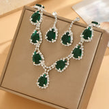 3PC/set Women's Fashion Copper Claw Chain Series Water Drop Necklace Earrings Jewelry Set Wedding Banquet Party Holiday Gift