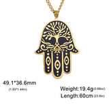 Dawapara Stainless Steel Fatima Hamsa Hand Egyptian Evil Eye Pendant Necklace Success and Protection Lucky Amulet