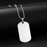 Customized Stainless Steel Engraved Photo Text Rectangle Pendant Necklace Laser Engraving Dog Tag 5mm Cuban Chain Family Gifts