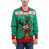 2025 Winter Mens Christmas Sweater Cute Elk Print Jacquard Knitwear Full Sleeve O Neck Knit Jumper Xmas Look Soft Warm Pullover
