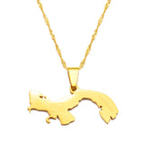 Anniyo Panama Map Pendant Necklaces for Women Girls Gold Plated Panamanian Maps Jewelry #011621