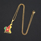 2024 New fashion stainless steel African Cameroon map necklace for men and women geometric ethnic style collarbone chain anniver