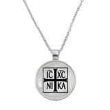 Anniyo Round IC XC NIKA Pendant Necklaces for Women Men Jesus Cross Christian Orthodox Church Jewelry #D0051