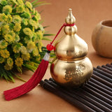 Feng Shui Handicraft Fire-avoiding Dragon Gourd Chinese Style Top Open Cover Copper Gourd Smooth Brass Table