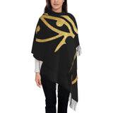 Custom Printed Ancient Gold Pharaoh Egypt King Tut Scarf Men Women Winter Fall Warm Scarves Egyptian Hieroglyphic Shawl Wrap