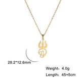 EUEAVAN India Tamil Om Symbol Pendant Necklace Stainless Steel Vintage Trident Yoga Shiva Symbol Necklaces Amulet Jewelry Gifts