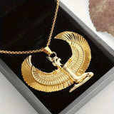 Ancient Egyptian Goddess Spread Wings Pendant Necklace Women Fashion Hip Hop Punk Amulet Jewelry Gift