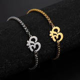 Stainless Steel Bracelet for Men Women Hindu Symbol Pendant Bracelet Simple Fashion Jewelry for Birthday Party Gift