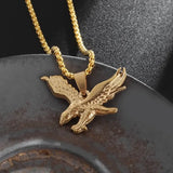 Sparkling Zircon Fly Eagle Pendant Necklace for Men Hip Hop Rock Party Jewelry