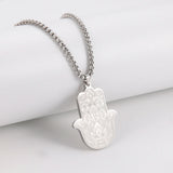 Dawapara Stainless Steel Fatima Hamsa Hand Egyptian Evil Eye Pendant Necklace Success and Protection Lucky Amulet