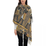 Custom Printed Ancient Gold Pharaoh Egypt King Tut Scarf Men Women Winter Fall Warm Scarves Egyptian Hieroglyphic Shawl Wrap