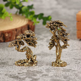 1Pc Brass Mini Welcome Pine Figurine Tree Miniature Landscape Small Bonsai Tree Statues Decorations Accessories