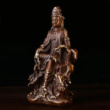 Feng Shui Copper Lucky Guanyin Ornaments Home Office Small Offering Buddha Statue Bodhisattva Decor